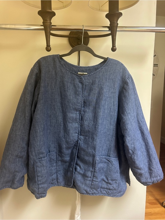 Eileen Fisher Jackets & Blazers - Eileen Fisher Denim-Blue Linen Relaxed Jacket